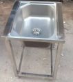 Polished Square Silver Kiing commercial kitchen single sink unit