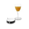 Stainless Steel Round Coasters With Holder With Rubber Absorbent Foam At The Base