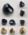 Polished Round Black & Brown horn ring