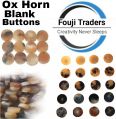 OX Horn Round Black Brown Creamy White Black & Brown Blank Buttons blank button