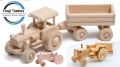 Pine Wood Brown wooden tractor toy