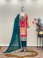 Heavy Faux Georgette With Embroidery Work Palazzo Suit