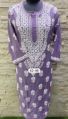 Purple Full Sleeve Regular Embroidered Ladies Chikan Kurti