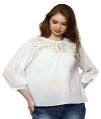 2SHE White Full Sleeves ladies cotton voile top