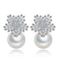 Cubic Zircon Shell Pearl Earrings