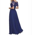 Lace Applique Beaded Long with Sleeves Bateau Neck Maxi Formal Evening Gown