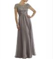 Newdeve Chiffon Mother Of The Dresses Long Pleated With Rhinestones Short Sleeve