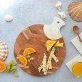 Herringbone Wooden &amp; Marble Cheese Board Platter