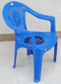 Polished blue plastic commode chair