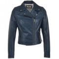 Blue Moto Slim Fit Fashion Leather Jacket