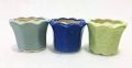 Hexagon Blue Green Gray Deck Art Ceramic Plant Pots