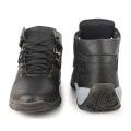 Black mens casual high ankle leather boots