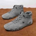 GZon mens grey leather casual shoes