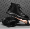 GZon men stylish leather black boots