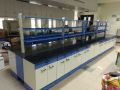 Rectangular Blue White island lab modular bench