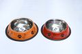 Orange Stainless Steel Pet Feeding Bowl
