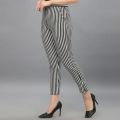 M & N Polyester Cotton Black & White ladies stripe silk pant