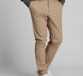 M & N Light Brown Regular Fit Plain mens comfort fit cotton trouser