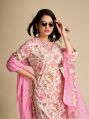 Ridyog Closet 3/4th Sleeve Full Stitch jaipuri v neck pink floral printed cotton kurti