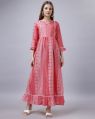 Chanderi Cotton Printed ladies chanderi pink cotton gown