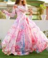 Satin Net Multicolor printed gown