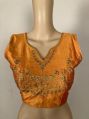 Ladies Mustard Yellow Silk Embroidered Blouse