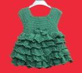 Green Sleeveless Regular Fit crochet girl party wear frock
