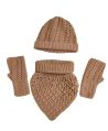 Brown crochet gloves cap muffler set