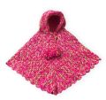 Wool Pink crochet hood poncho
