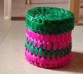 Pink and Green palm leaf round gift box