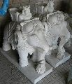 White Polished Carved Marble Animal Statue