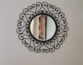 Glass Round black metal decorative wall mirror