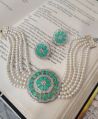 White and Green Pearl Necklace Set