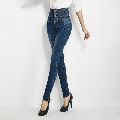 Denim Blue Plain Stitched ladies high waist jeans