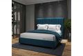 Blue Suede Fabric Morden Upholstery Panel Bed