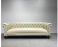 Wood off white leatherette chester sofa