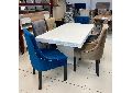 Onyx Marble Top Dining Table Set With Multi Color Chair