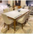 Wood As per requirement white onyx marble top designer dining table set