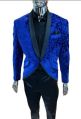 Floral Blue Velvet Designer Tuxedo Suit
