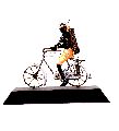 Wrought Iron Tribal Man Riding a Bicycle Figurine