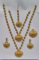 Necklace Earrings Maang Tikka & Ring Colored Stone & American Diamond south indian style jewellery set