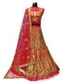 Creamy Pink Red Bridal Lehenga