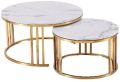 Iron Polished Round Golden marble top coffee table set
