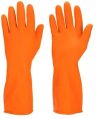 Plain Orange latex rubber hand gloves