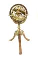 Handcrafted Antique-Looking Armillary with Wooden Tripod Stand - Vintage Celestial Showcase