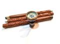 Handmade High-Quality Leather Stitched Wooden Walking Stick with Brass Handle