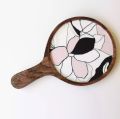 MDF Printed round abstract floral food serving handle platter