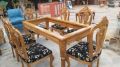 Rectangular NFH 6 seater brown wooden dining tables set