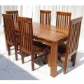 Rectangular Natural 6 seater wooden dining table set