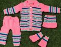 Full Sleeves Pink baby woolen suit